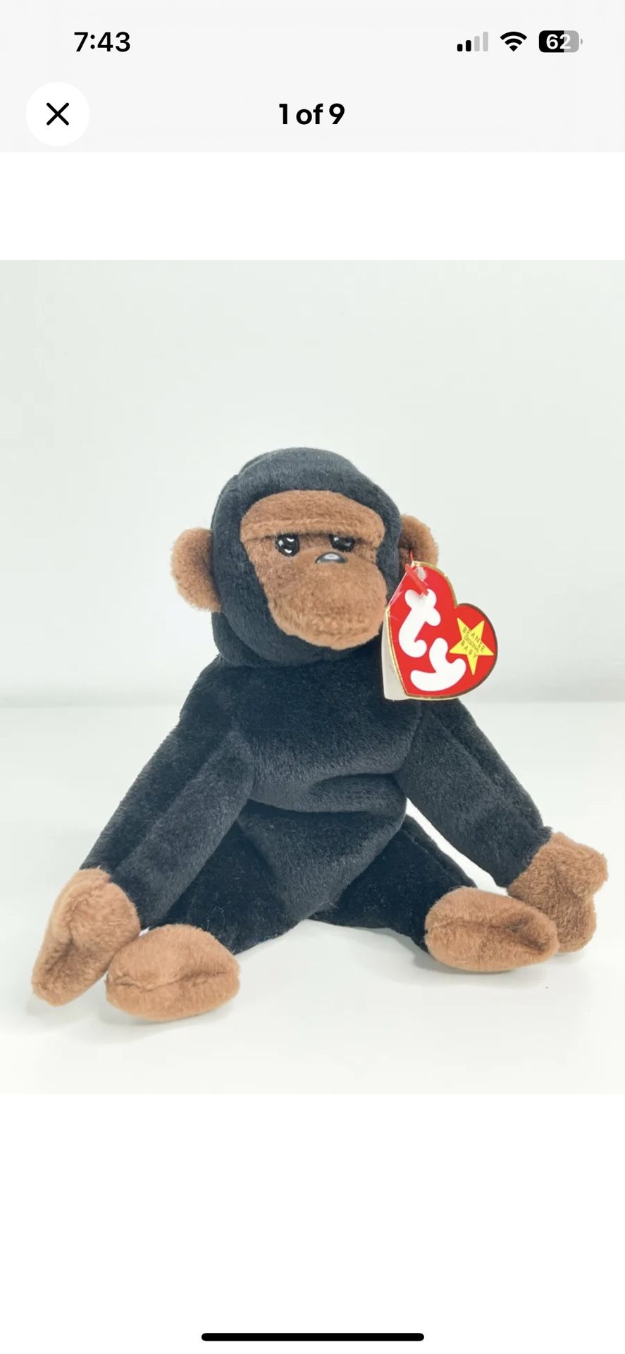 TY Beanie Baby Congo 1996 Collectors Stuffed Animal Toy 6" - RARE RETIRED