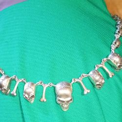 Skull And Bones STERLING silver Necklace (64g+)