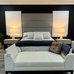 White Leather Chaise/Bench