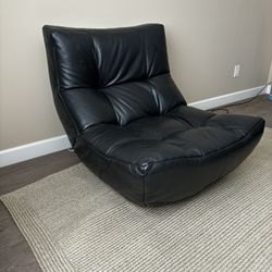 Mid Century Modern Leather Chair With Ottoman Made in Italy