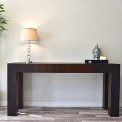 Modern Dark Wood Entryway Console Table.