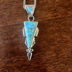 Rare Calvin Begay SS Opal Inlay Pendant