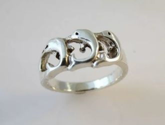 Solid .925 dolphin silver ring