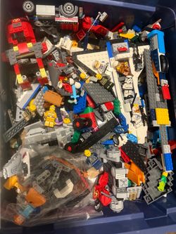 Lego bin with figures
