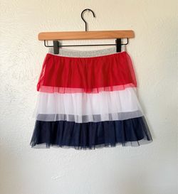 Way to Celebrate patriotic girls red, white and navy tutu ruffled skirt size 7-8