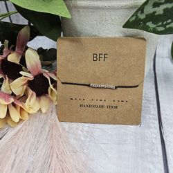 BFF Best friends Forever Morse Code Letter Card Friendship adjustable Bracelet anklet silver black approximately adjusts from 6.3 inches to 11" 