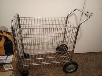 Chrome Wire Mail Cart with Wheels