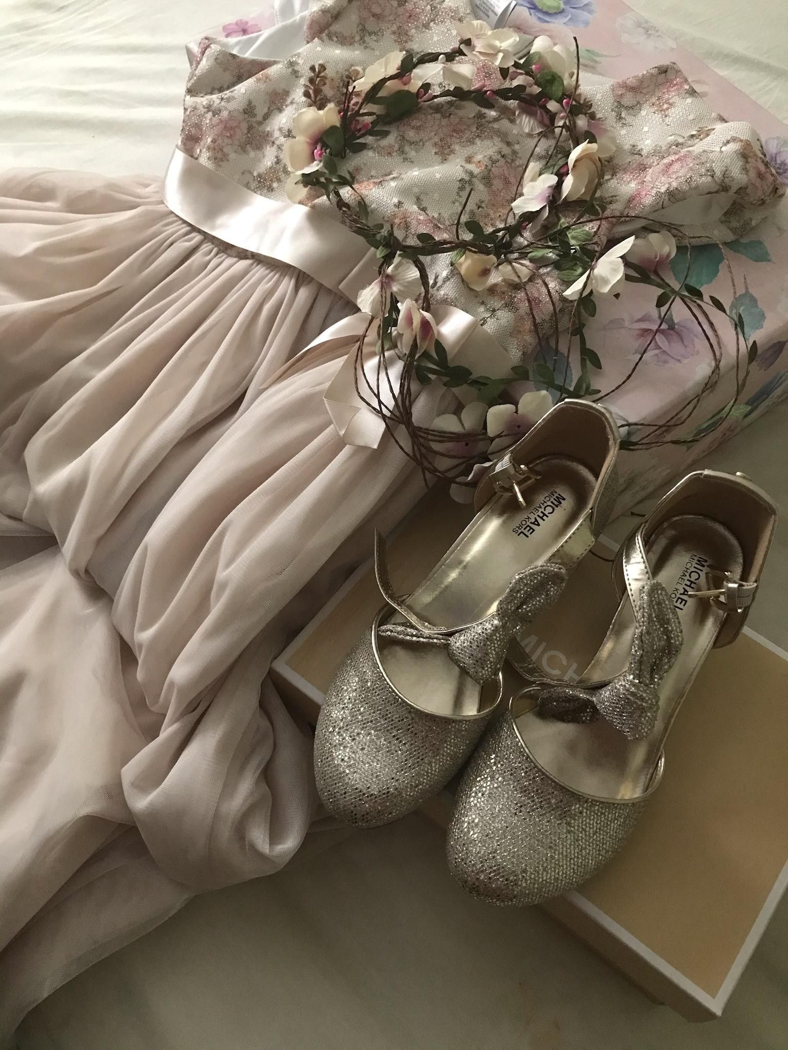 Flower girl dress n shoes...size 14 girls and size 4 shoes girls