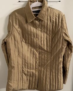Gold Silkland Quilted  Buttoned Puffer Large  Silk Jacket