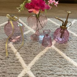 Pink Glass Decor Set