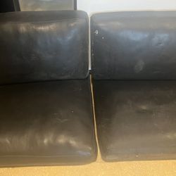 Black, Genuine Leather, Sofa Cushions