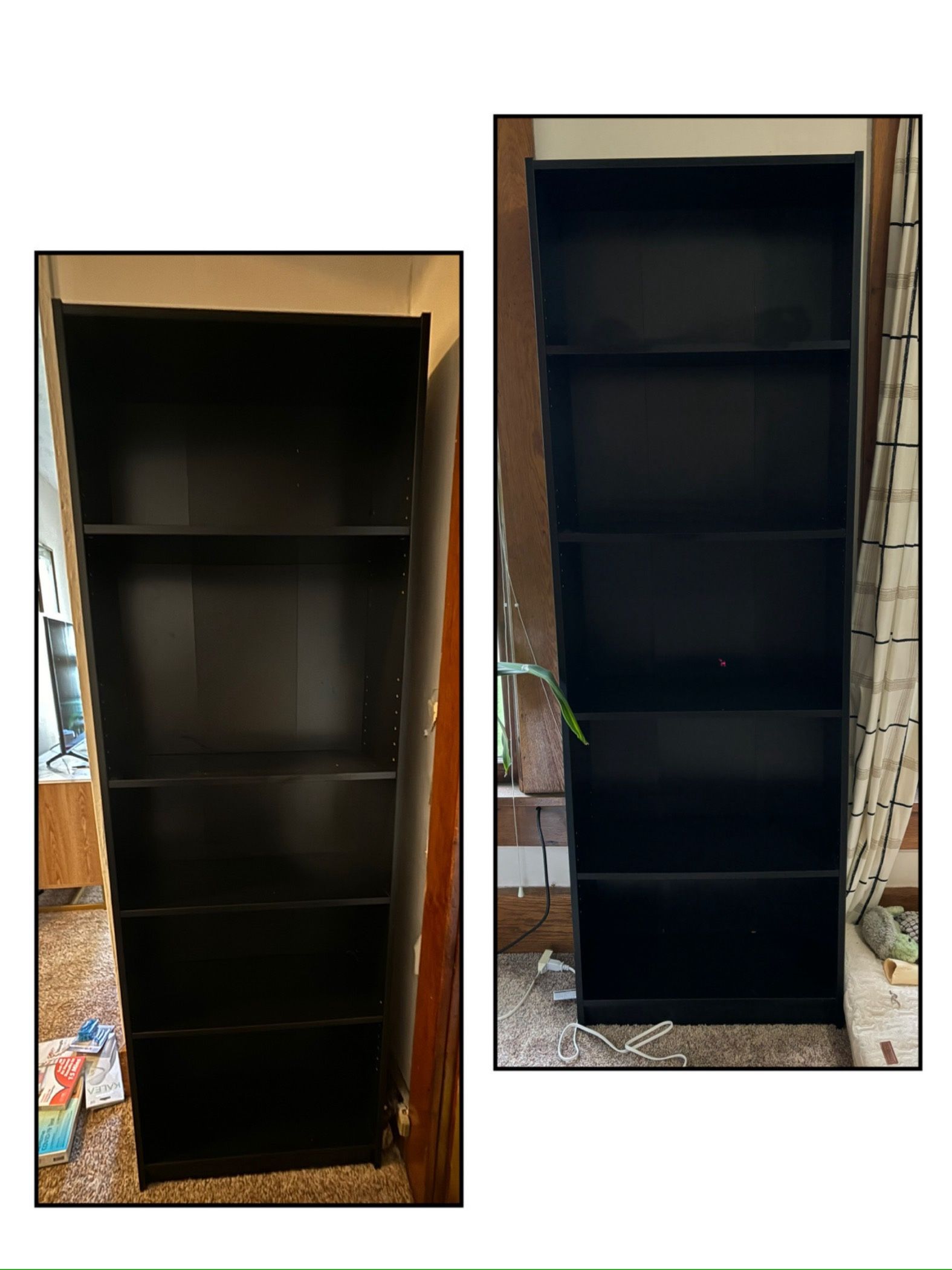 2 Black Bookshelves