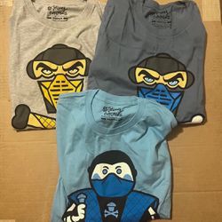 New Johnny Cupcakes Men’s Med Mortal Kombat  Shirts Lot Sub-Zero and Scorpion