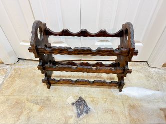 12 Bottle WoodenWine Rack Stained Dark