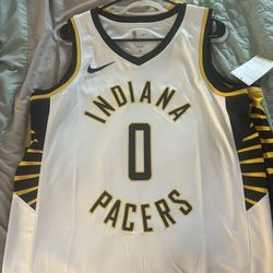 Haliburton Authentic Pacers Finals Jersey Size Large