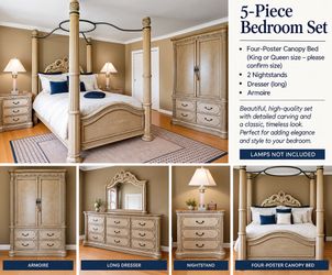5-Piece Bedroom Set with Canopy Bed