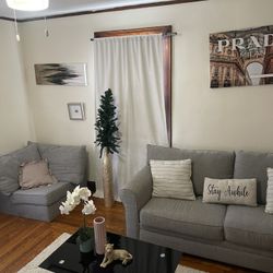 Grey Sofa With Pillows 