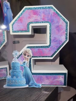 Frozen Inspired Cardstock 3D Number 2