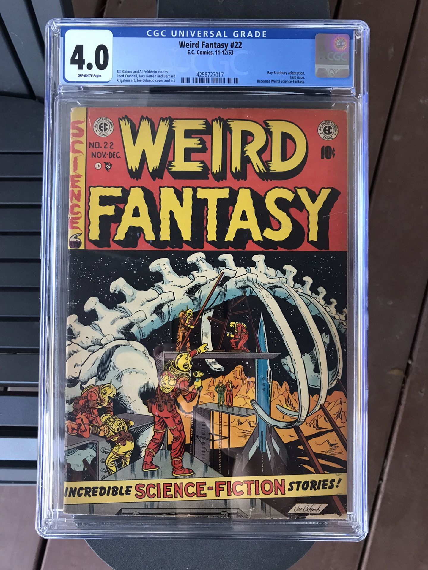 Weird Fantasy #22 (1953) CGC 4.0 — Last Issue; Ray Bradbury Adaptation; Gaines