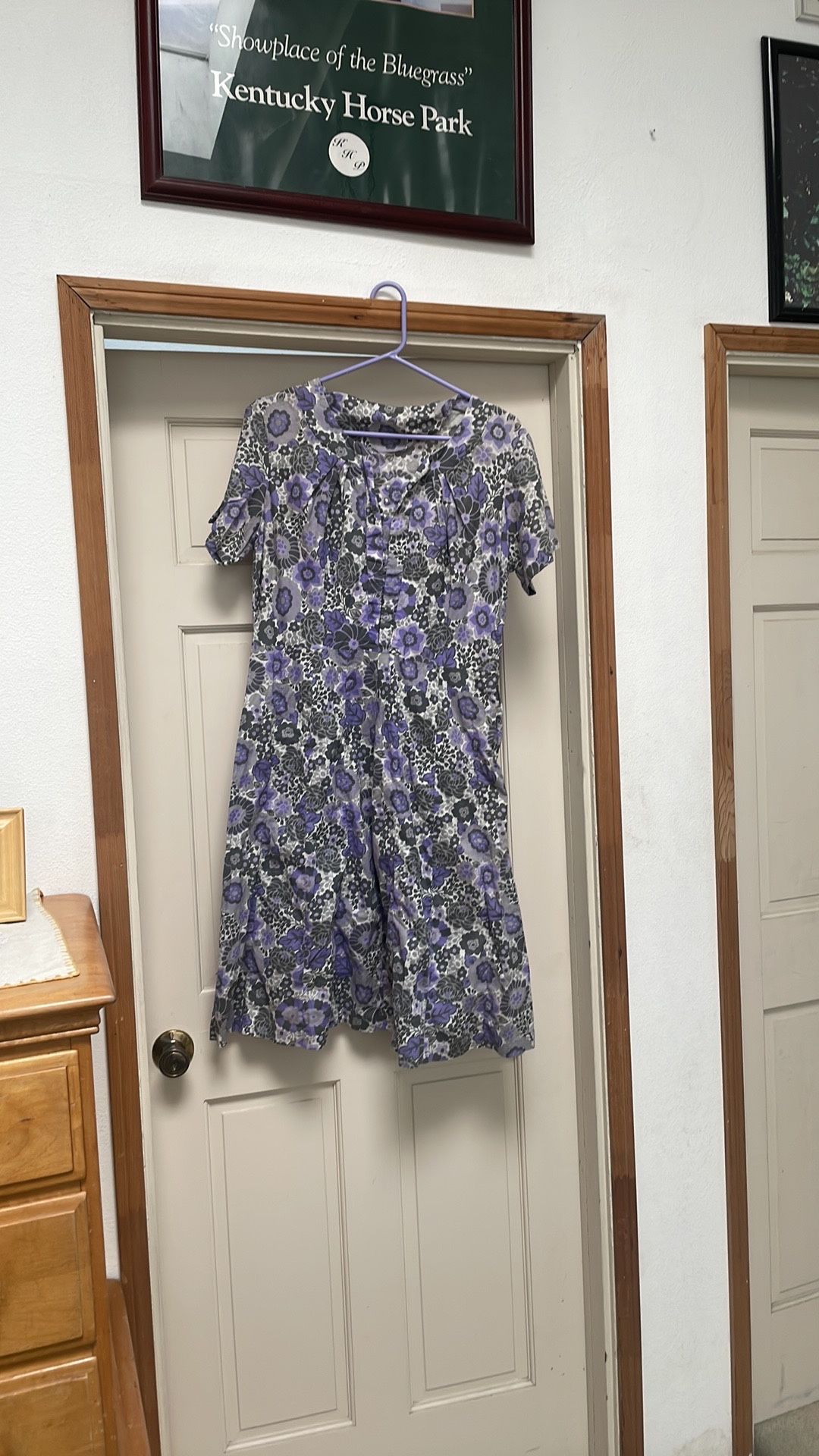 Vintage 1950s Rockabilly Purple Lilac Floral Print Day...