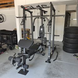 Vesta Smith Machine 1001 | Adj Bench W/ Leg Developer And Preacher Station |Gym Equipment | Fitness | Pulleys|🔴WEIGHTS AND BARBELL SOLD SEPARATELY 🔴