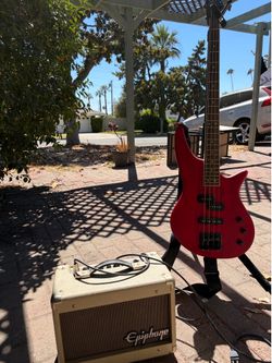 Jackson J Series Spectra Bass JS23 - Red Stain (Amp, Aux and strap included)