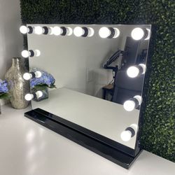 34”x26” Inches Tabletop and Wall Mount Hollywood Vanity Mirror in Black