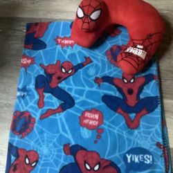 Spider-Man Marvel Nice Kids Fleece Blanket & Travel Neck Pillow