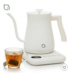 Willow Kitchen 1L Gooseneck Electric Kettle for Pour Over Coffee & Tea, Automatic Shutoff, Rapid Boil Hot Water Kettle Pot White