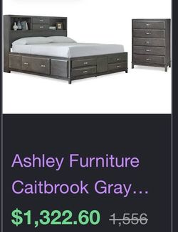 Grey Queen bed with lots of storage