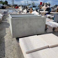 Concrete Large Rectangular Planters / Cement Backyard Patio Garden Planter Pots