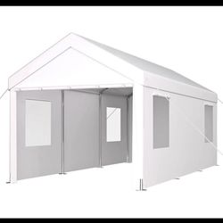New in Box Carport 10' x 20' Portable Heavy Duty Car Port Canopy w/ 2 Roll-up Doors &4 Vented Window