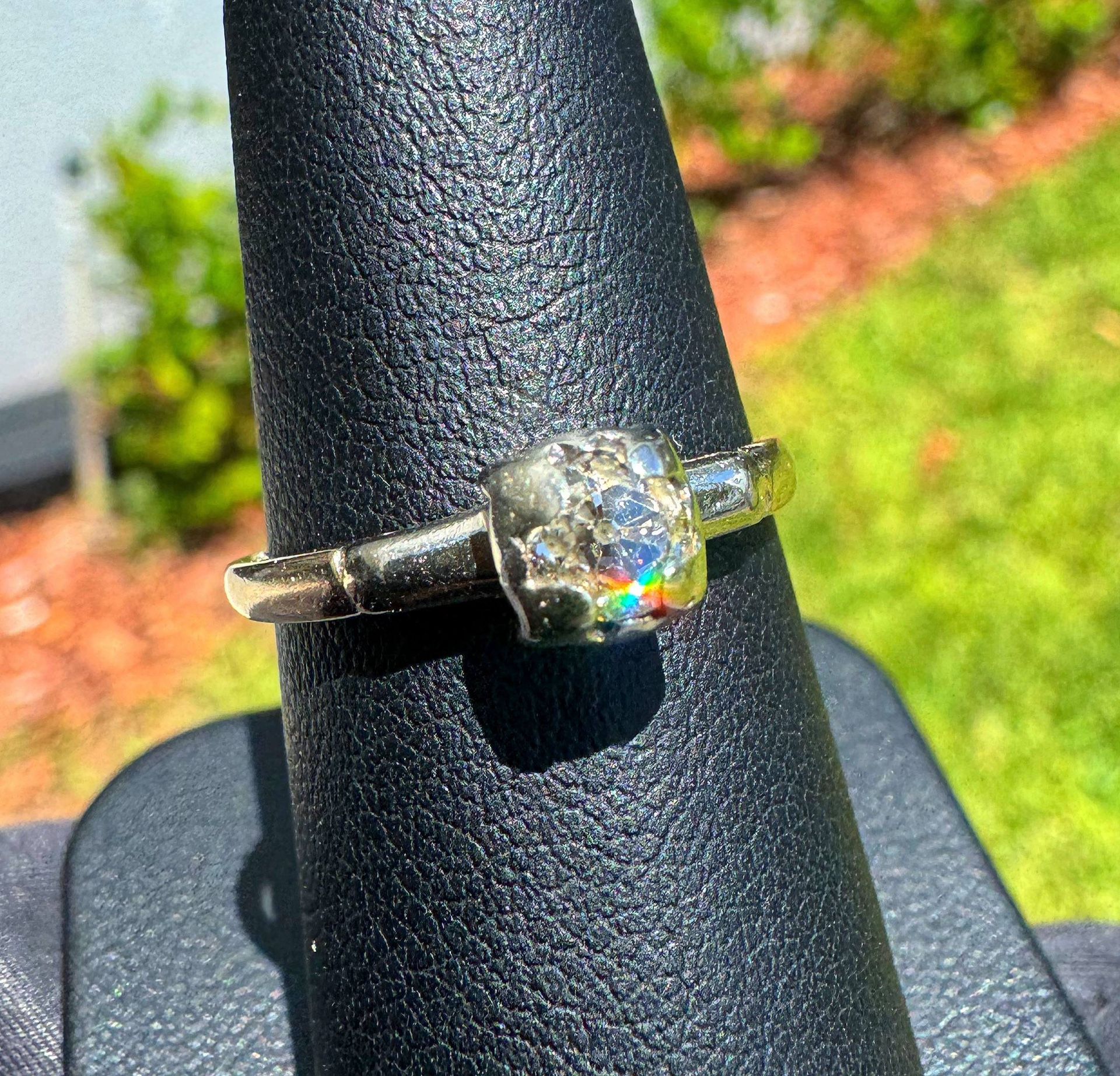 Jewelry 14k solid yellow two tone gold natural diamond 0.36CTW solitaire wedding old cut ring size 6.00