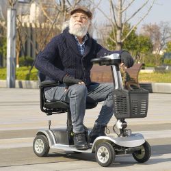 4 Wheel Electric Mobility Scooter with Front Basket, Removable Battery, Front Light, 15 Mile Range, 5 MPH Speed, 440lbs Capacity