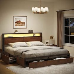 New Queen Bed With Drawers And Lights