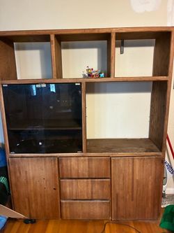 Oak Wood Wall Unit Entertainment Center