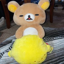 Rilakkuma Large Plush with Yellow Cushion