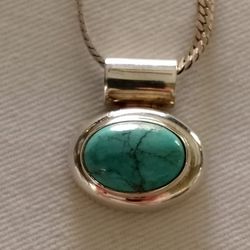 Mexico ~ ATI~ Designer Turquoise Pendant Necklace