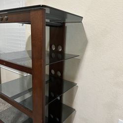 TV Media Stand - Glass Shelves  5 Tiers
