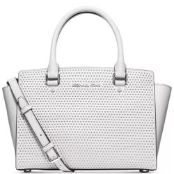 Michael Kors Medium Selma Leather Satchel White