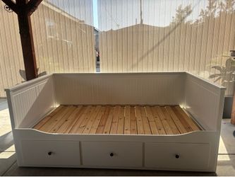 Twin size bed frame with built in drawers