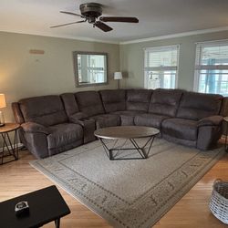 Sectional Couch w/ 3 Recliners & Tables