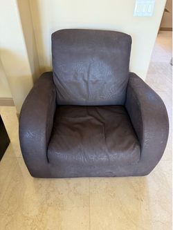 Oversized Genuine Brown Leather Club Chair – Modern Lounge Accent Chair