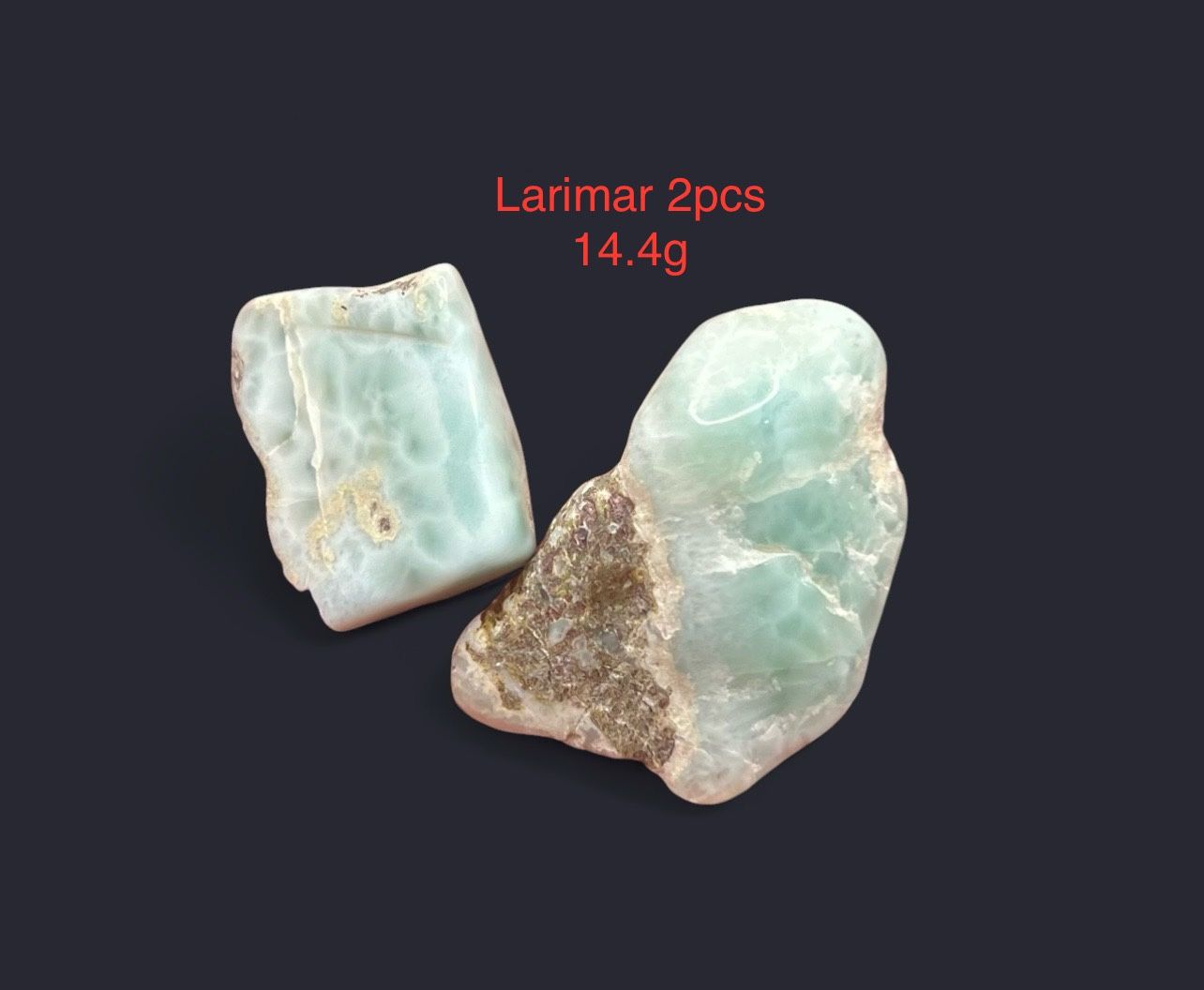 Larimar Genuine Stone from Dominican Republic 2pcs 14.4g Total BEAUTIFUL COLOR