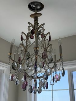 Crystal Chandelier with Amethyst and Clear Drops