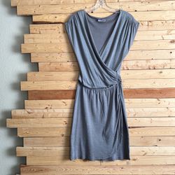 Michael Stars Women’s Metallic Gray Stretchable Faux Wrap Mini Dress size S/M