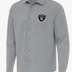 Antigua Men's Las Vegas Raiders Exposure Long Sleeve Dress Shirt