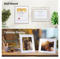 8.5 x 11 Picture Frames with Mat,  Set of 5, Beige