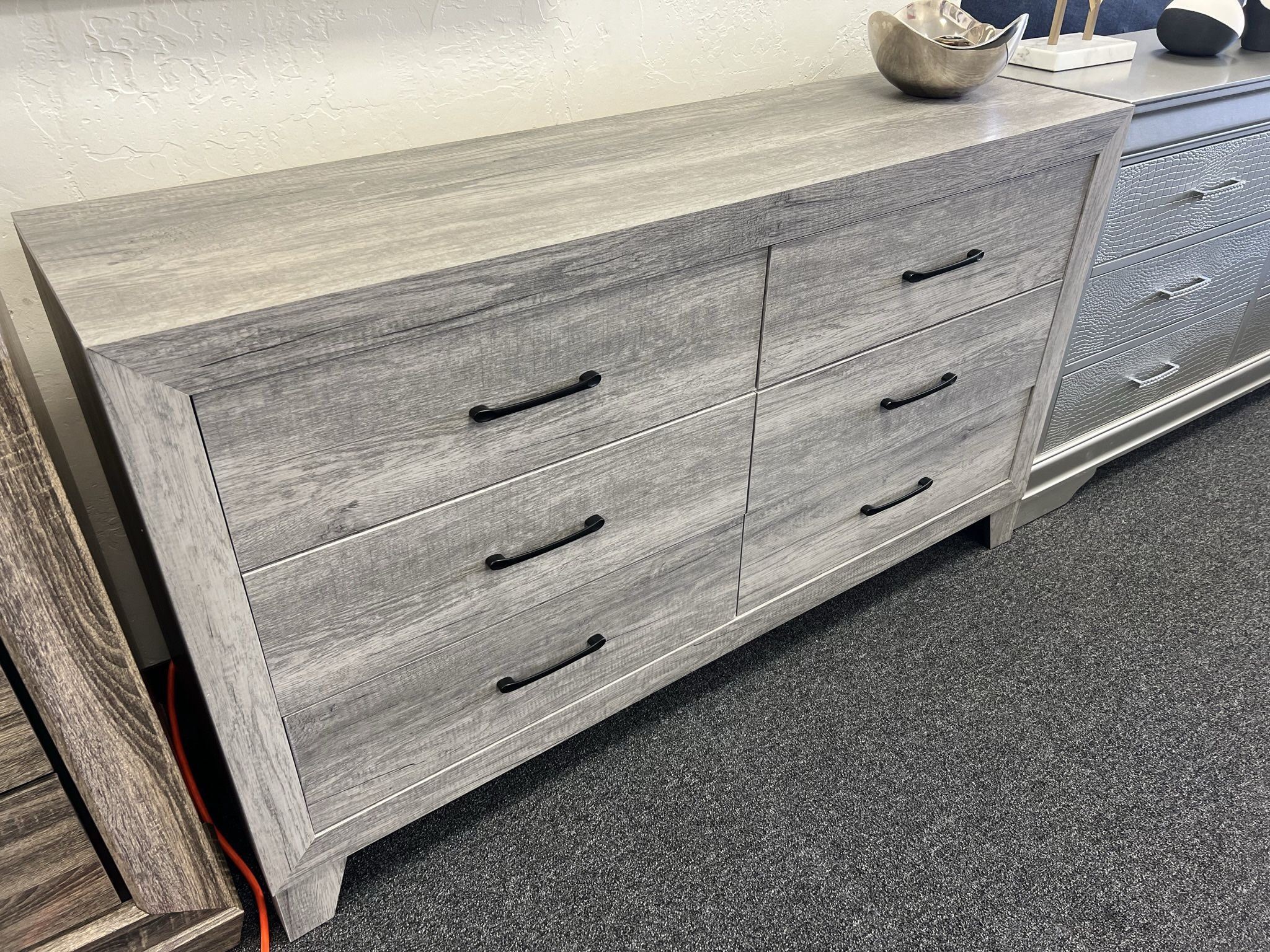 Grey 6 Drawer Dresser Grey Wood 