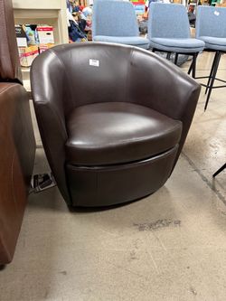Faux Leather Upholstered Swivel Barrel Chair